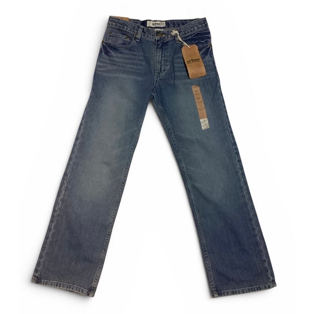 NWT Urban Pipeline Boys Sz 14 Relaxed Straight Jeans Adjustable Waist Blue Denim